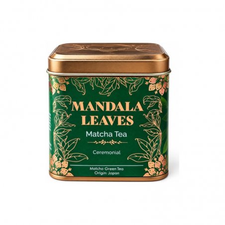 Mandala Leaves ceremoninė matcha arbata dovanų skardinėje
