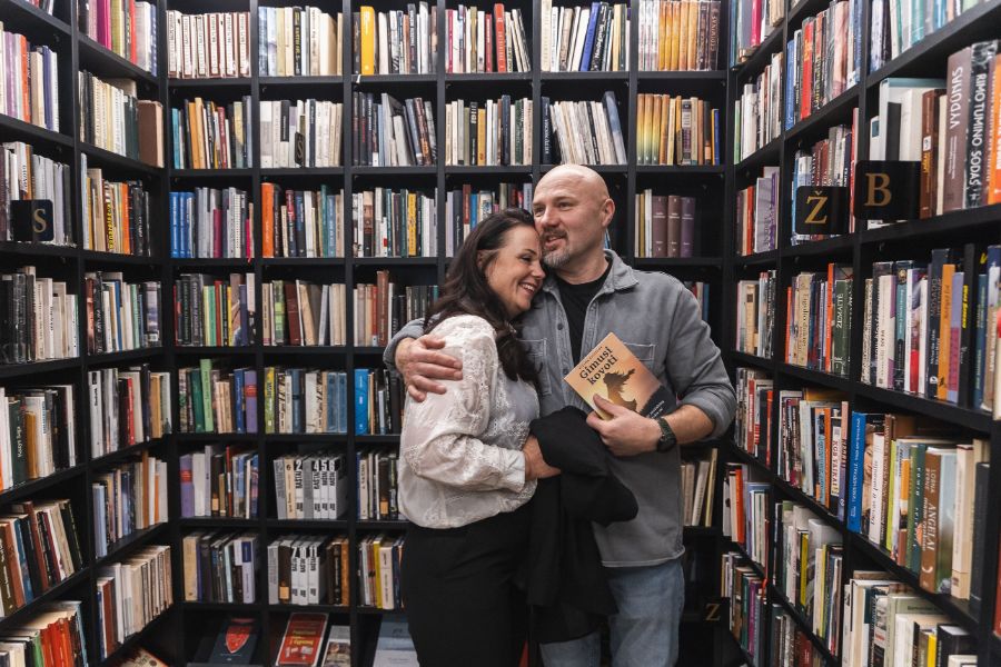 Vilana Bagdonė in a bookshop with her book 'Born to Fight'